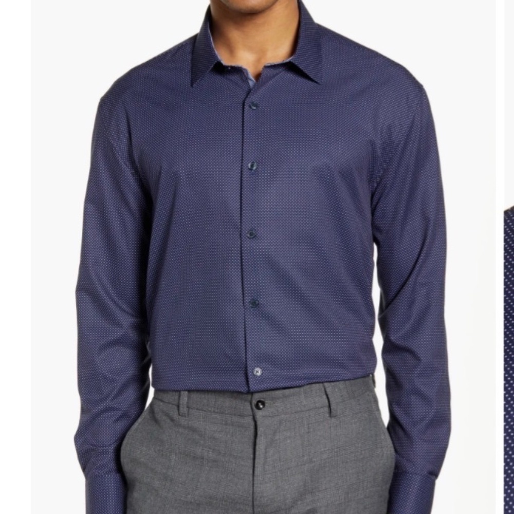 WRK Performance Men's Blue Floral Long Sleeve Shirt Large